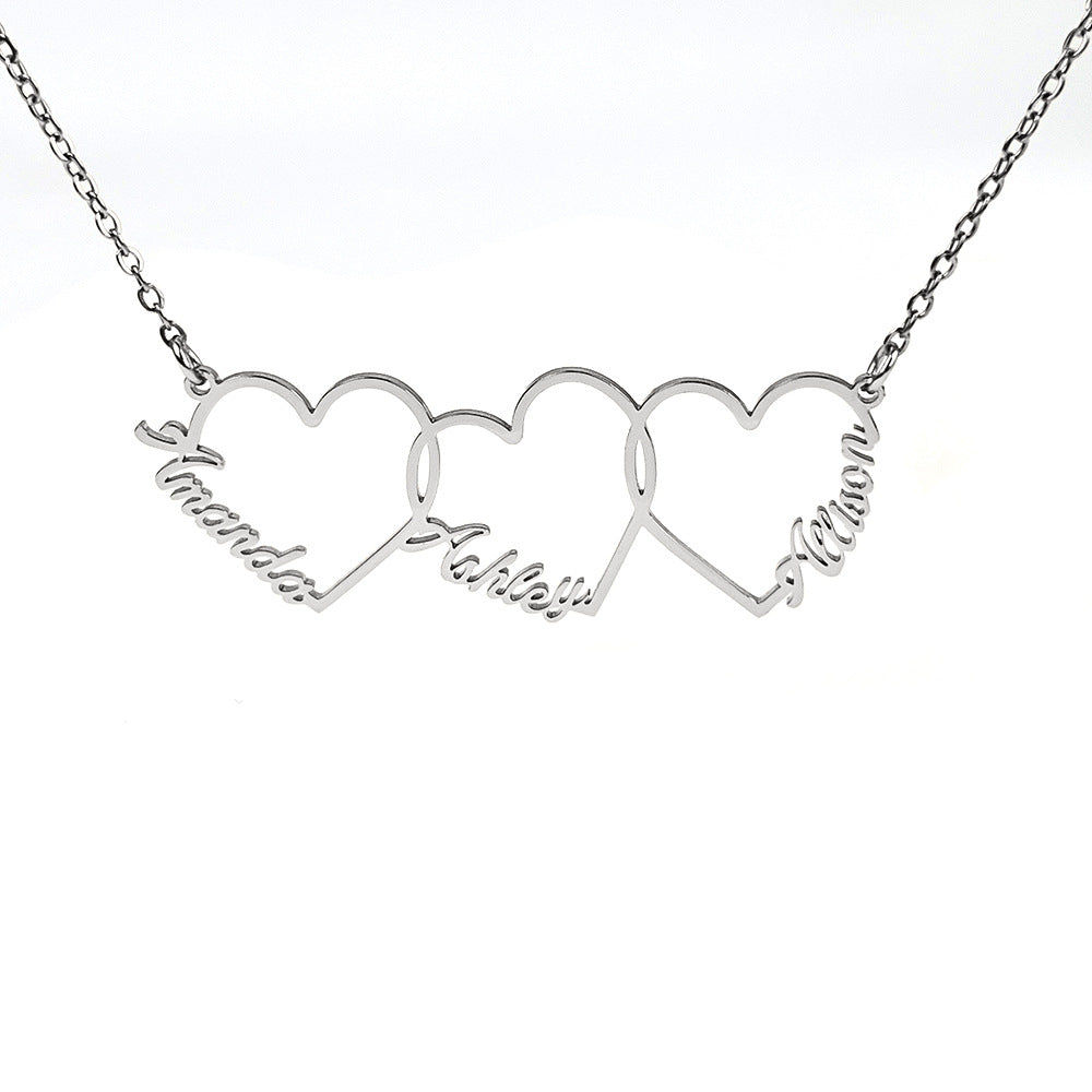 European and American love letter name couple necklace pendant collarbone chain stainless steel cross-border exclusive for women, customizable