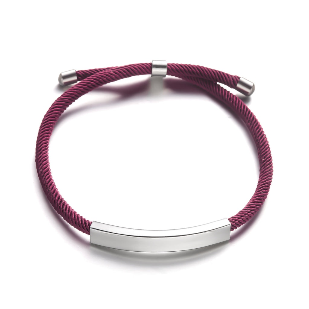 Cross border stainless steel DIY braided rope adjustable wristband for women, versatile and engraved characters that do not fade, couple bracelet