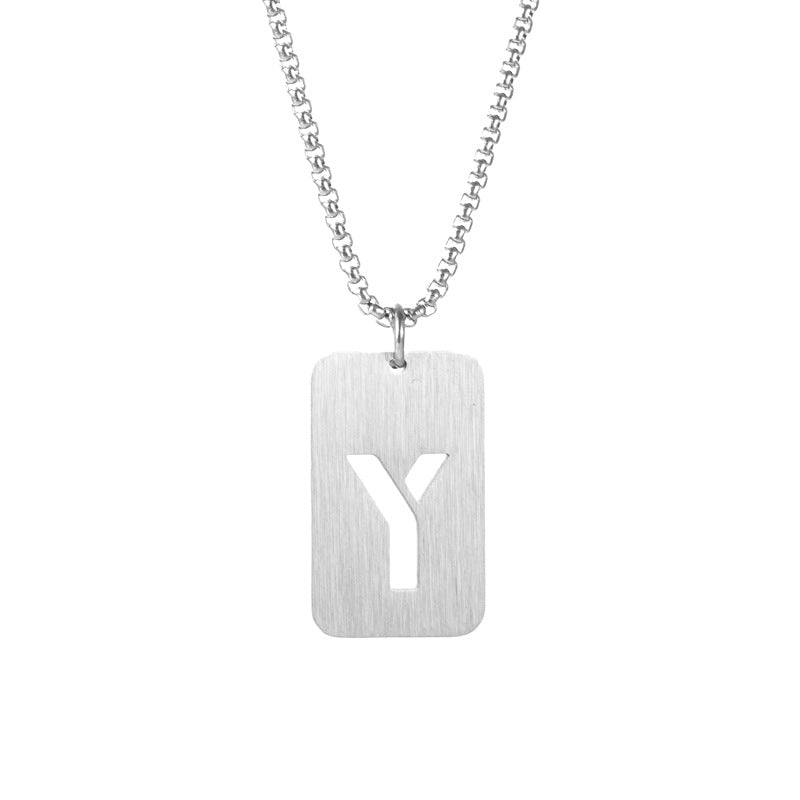 Letter hollow stainless steel necklace, original and niche design for men's fashion, street hip-hop, sweater, chain accessories