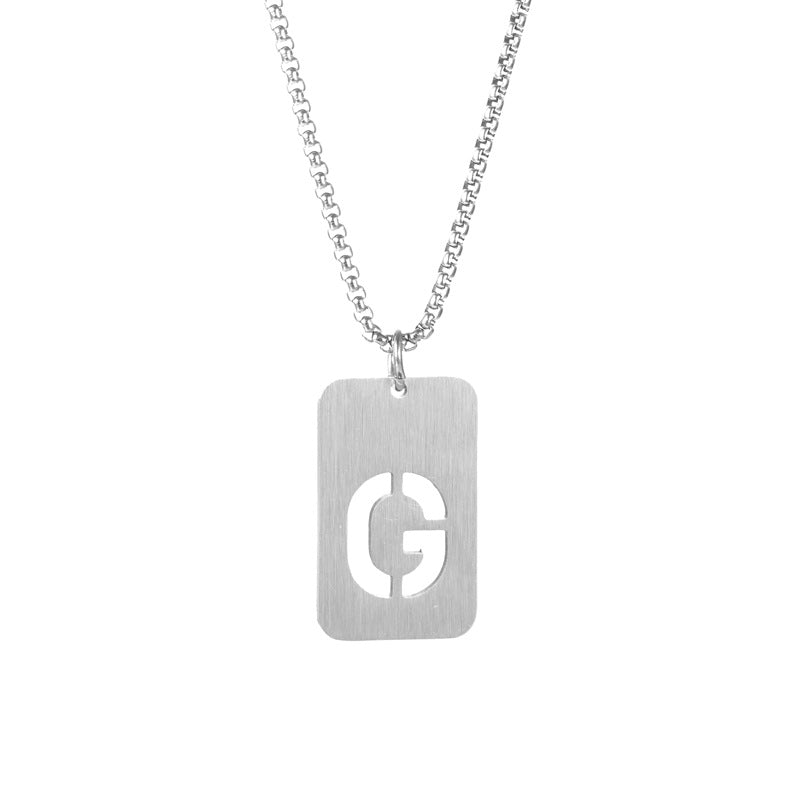 Letter hollow stainless steel necklace, original and niche design for men's fashion, street hip-hop, sweater, chain accessories