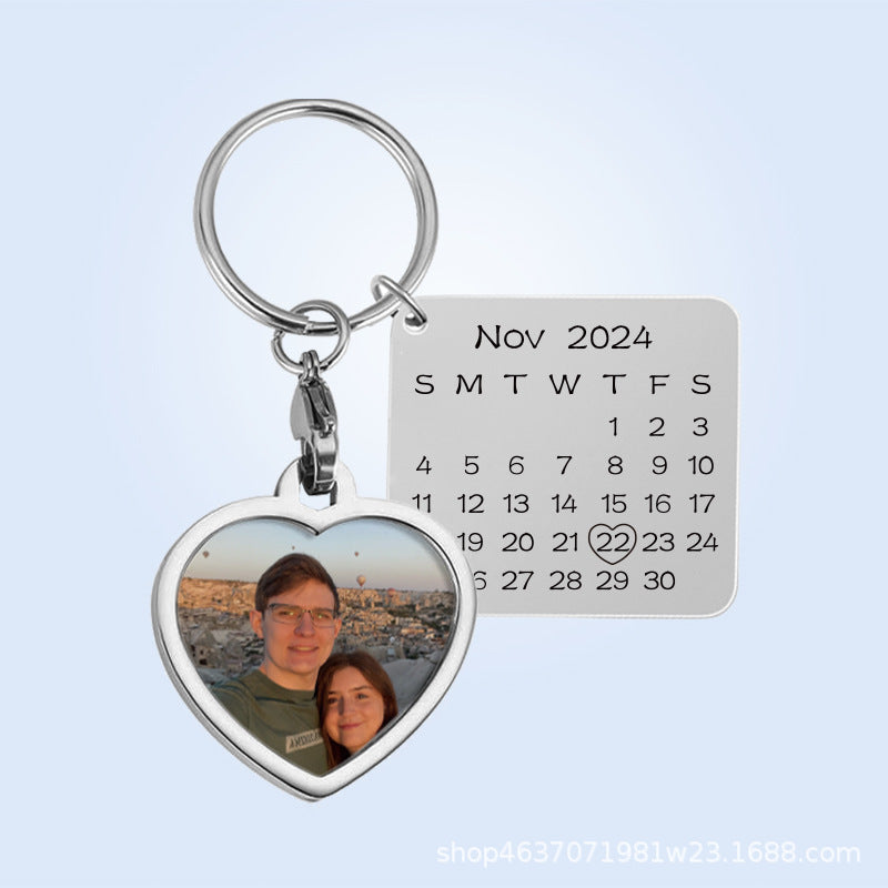 DIY laser engraved square calendar card keychain accessories for cross-border foreign trade in Europe and America