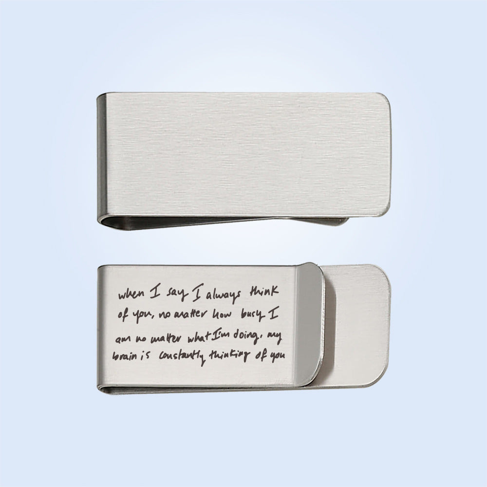 Hot selling fingerprint handwritten Spotify music code personalized laser engraving wallet in Europe and America