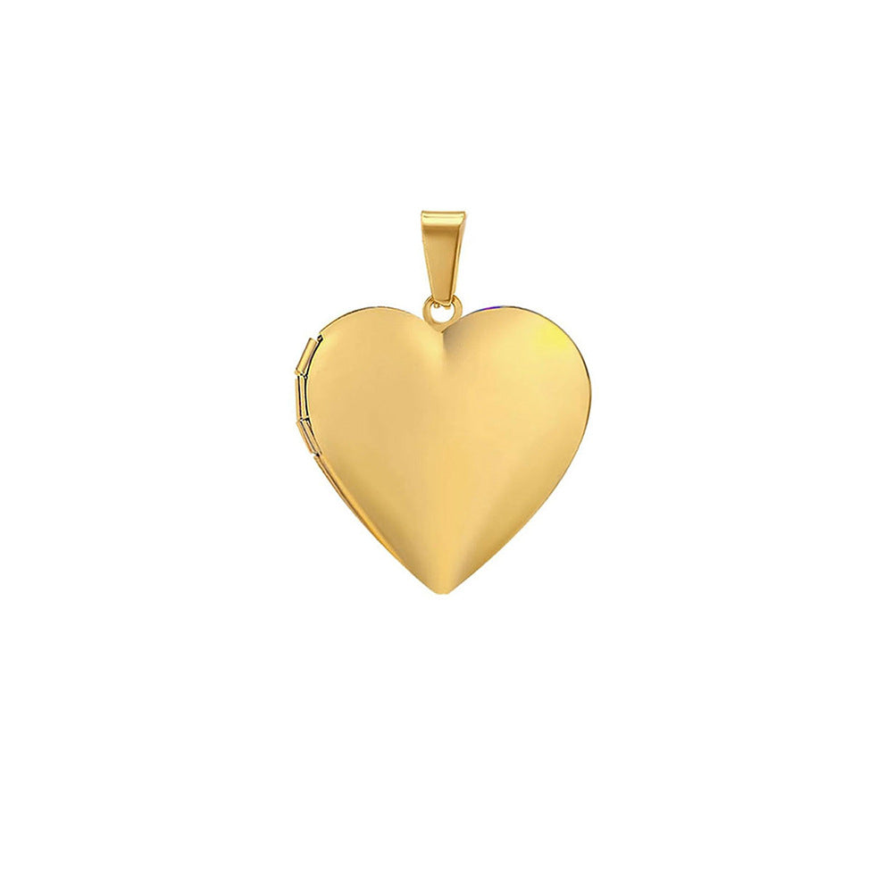 Stainless steel heart-shaped smooth pendant can open photo box, European and American cross-border fashion necklace, women's jewelry