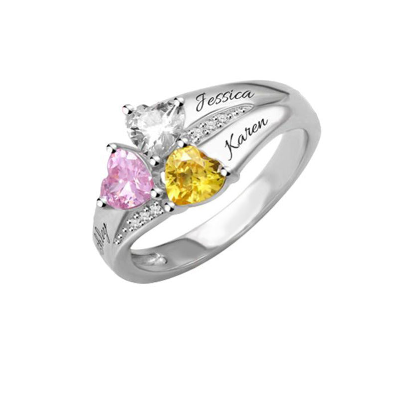 New Mother's Day Gift DIY Engraved Ring Handpiece New Creative Fashion Micro inlaid Zircon Ring for Women