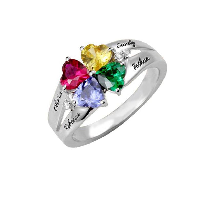 New Mother's Day Gift DIY Engraved Ring Handpiece New Creative Fashion Micro inlaid Zircon Ring for Women