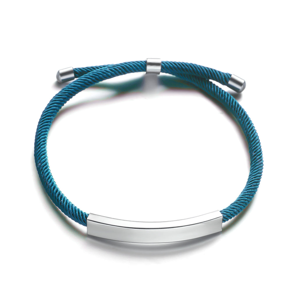 Cross border stainless steel DIY braided rope adjustable wristband for women, versatile and engraved characters that do not fade, couple bracelet