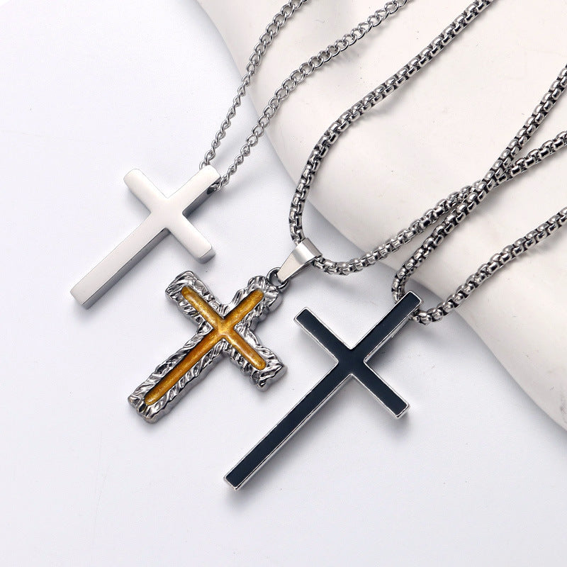 European and American jewelry, titanium steel necklaces, various cross pendants, simple retro accessories that do not fade