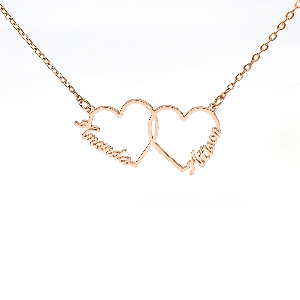 European and American love letter name couple necklace pendant collarbone chain stainless steel cross-border exclusive for women, customizable