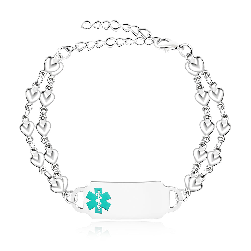 Cross border hot selling titanium steel bracelet, stainless steel curved plate, medical logo, engraved lettering, detachable double-layer bracelet