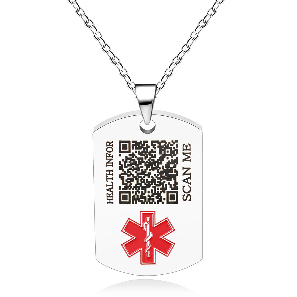 Cross border European and American stainless steel military medical logo, laser engraved disease identification card necklace