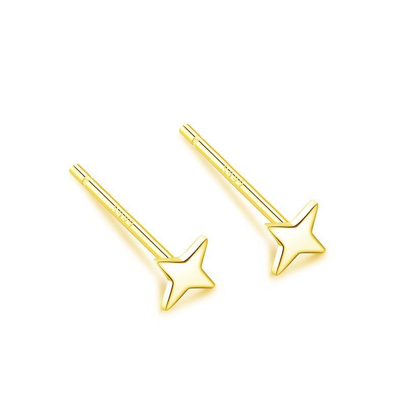 S999 pure silver earrings with feminine temperament, Korean personality, simple love, stars, light luxury, high-end feeling, earrings, retro earrings