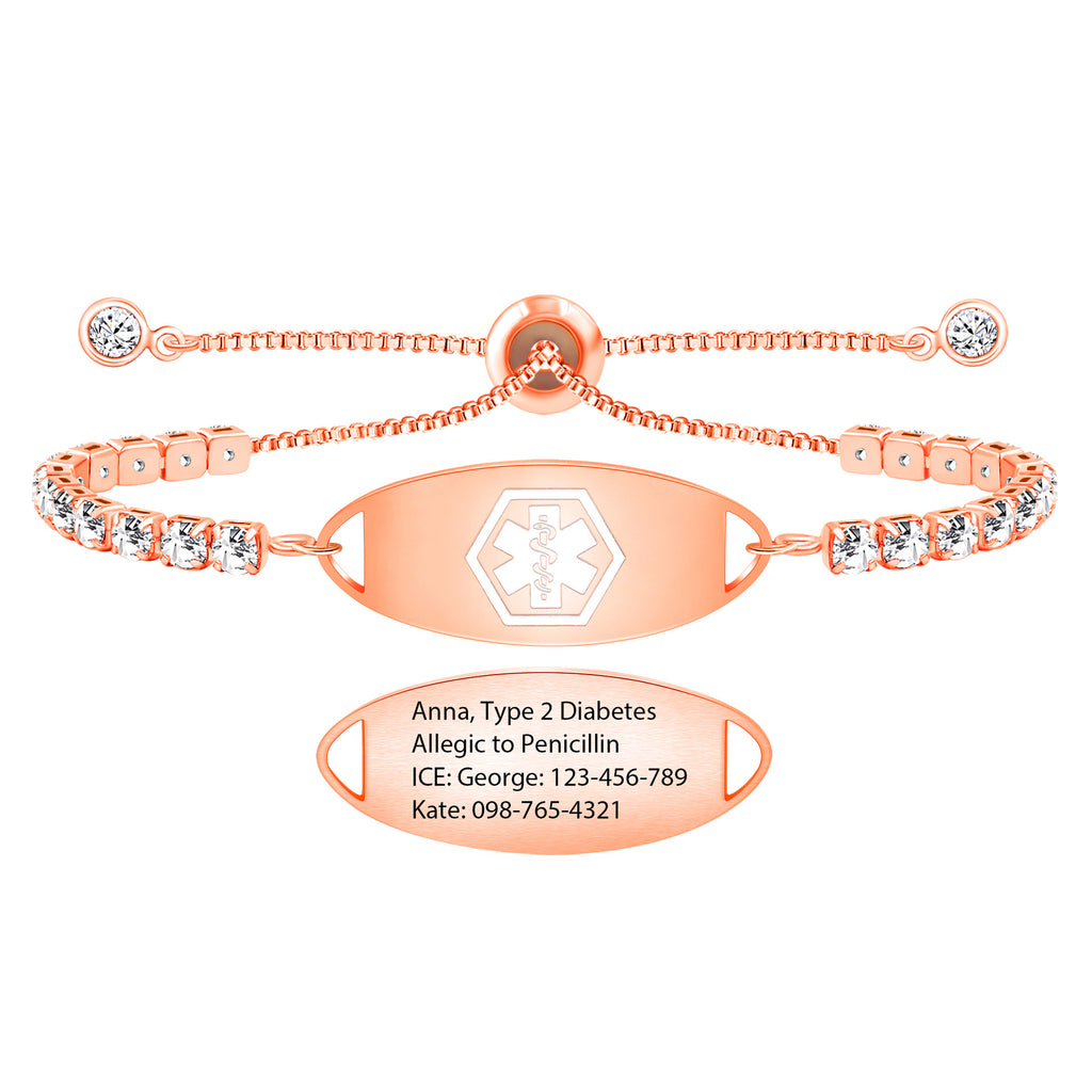 Cross border hot selling titanium steel bracelet, stainless steel curved plate, medical logo, engraved lettering, detachable double-layer bracelet