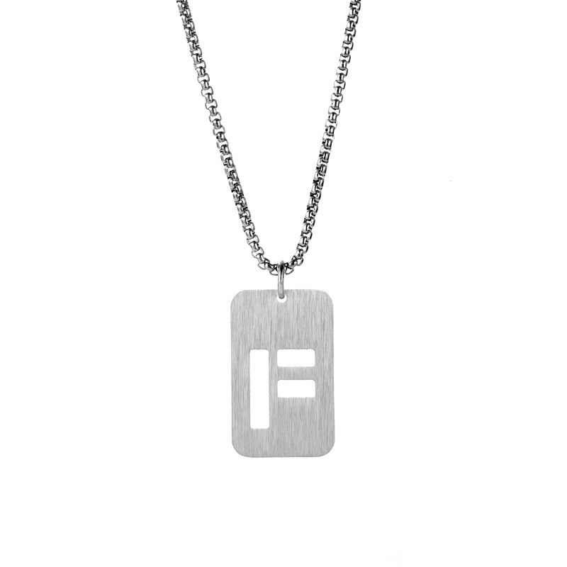 Letter hollow stainless steel necklace, original and niche design for men's fashion, street hip-hop, sweater, chain accessories