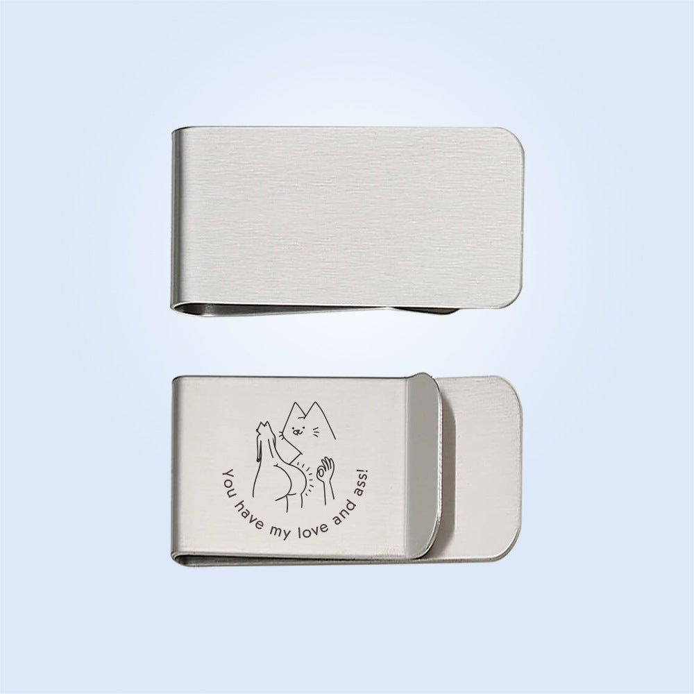 Hot selling fingerprint handwritten Spotify music code personalized laser engraving wallet in Europe and America