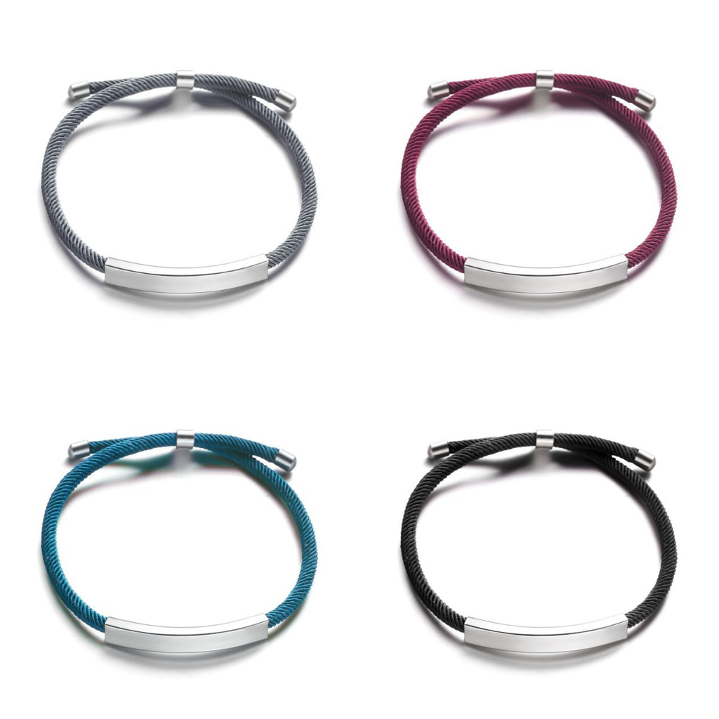 Cross border stainless steel DIY braided rope adjustable wristband for women, versatile and engraved characters that do not fade, couple bracelet
