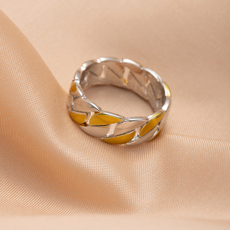 European and American style men's wide retro ring badge carved pattern ring fashionable personality trendy cool hand jewelry