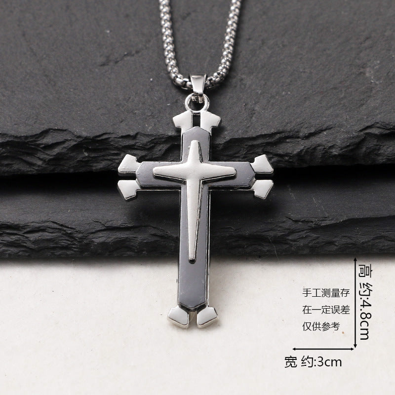 European and American jewelry, titanium steel necklaces, various cross pendants, simple retro accessories that do not fade