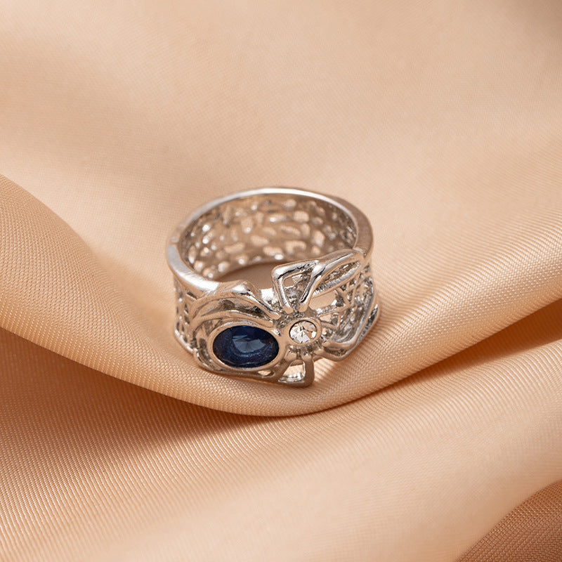 European and American style men's wide retro ring badge carved pattern ring fashionable personality trendy cool hand jewelry