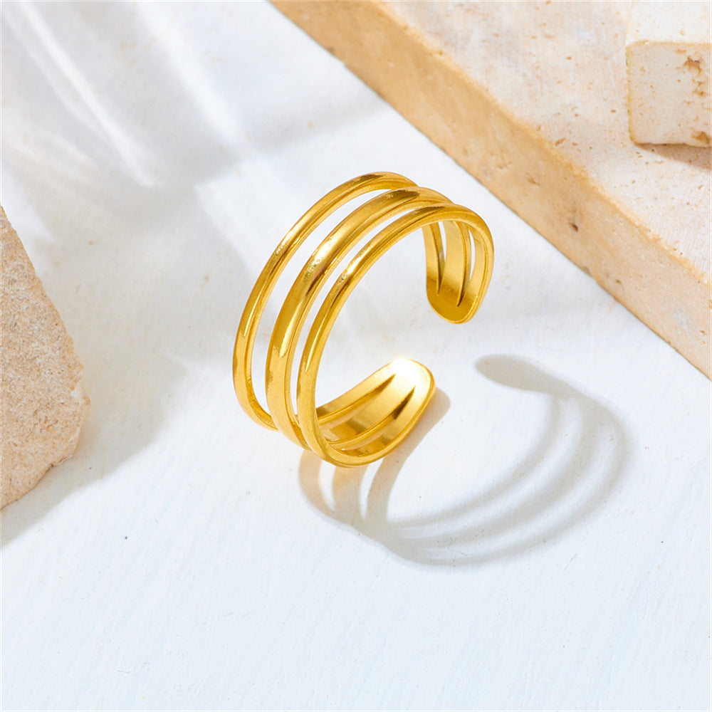 Fashionable and personalized titanium steel women's ring with niche design ins, light luxury stainless steel non fading ring