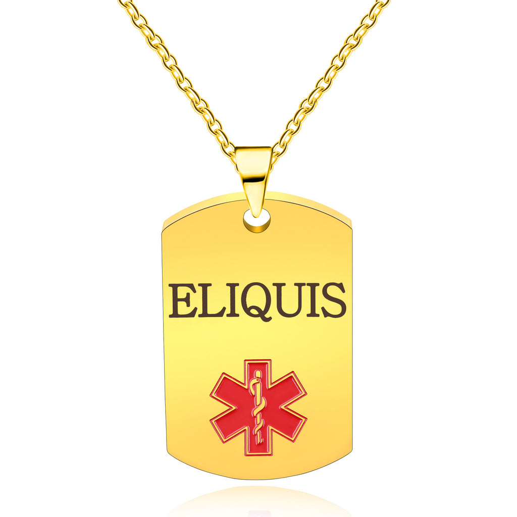 Cross border European and American stainless steel military medical logo, laser engraved disease identification card necklace