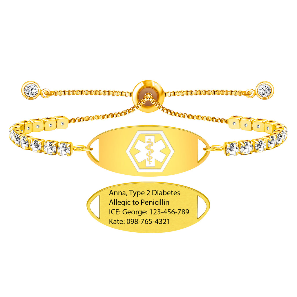 Cross border hot selling titanium steel bracelet, stainless steel curved plate, medical logo, engraved lettering, detachable double-layer bracelet