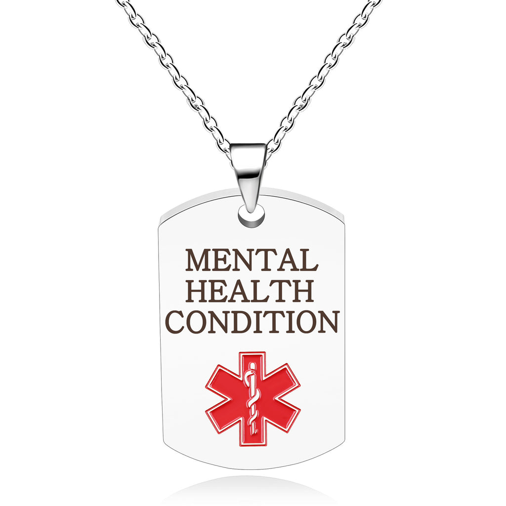 Cross border European and American stainless steel military medical logo, laser engraved disease identification card necklace