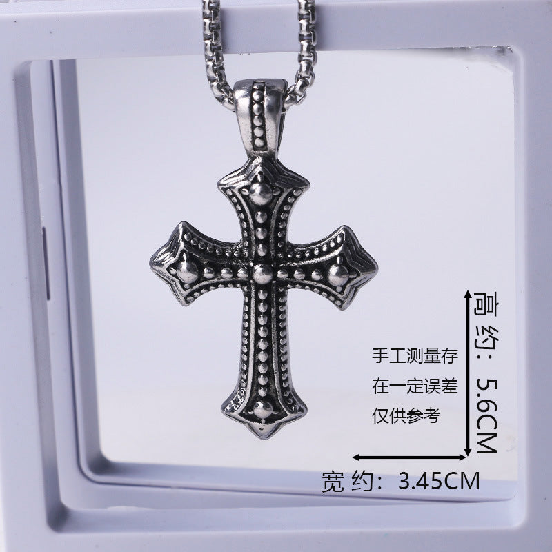 European and American jewelry, titanium steel necklaces, various cross pendants, simple retro accessories that do not fade