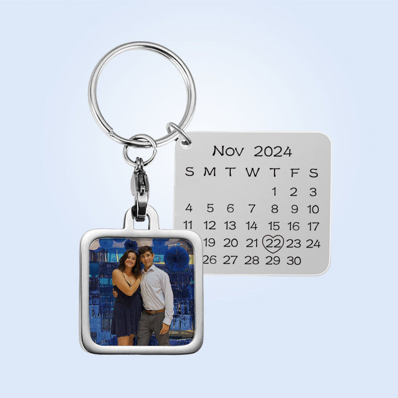 DIY laser engraved square calendar card keychain accessories for cross-border foreign trade in Europe and America