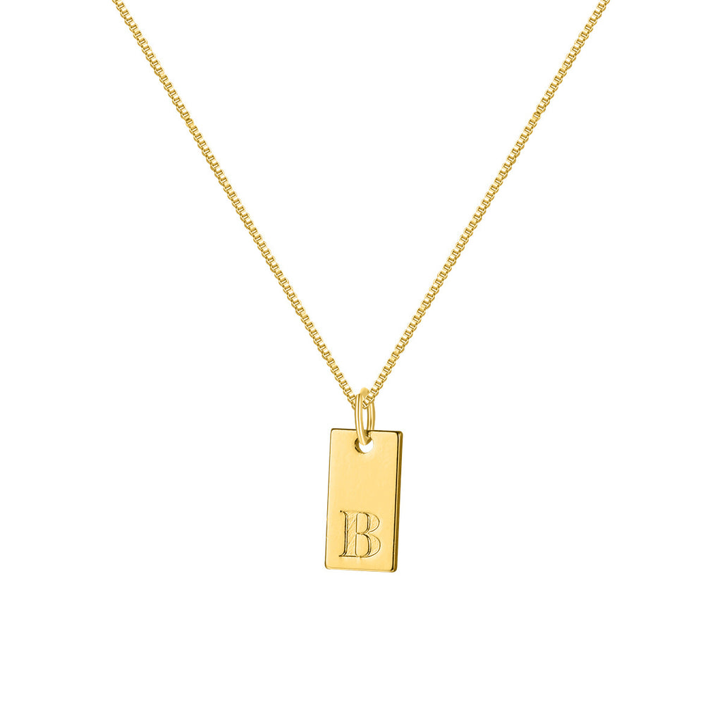 26 English letter necklace, European and American creative box chain, English letter square pendant, collarbone chain