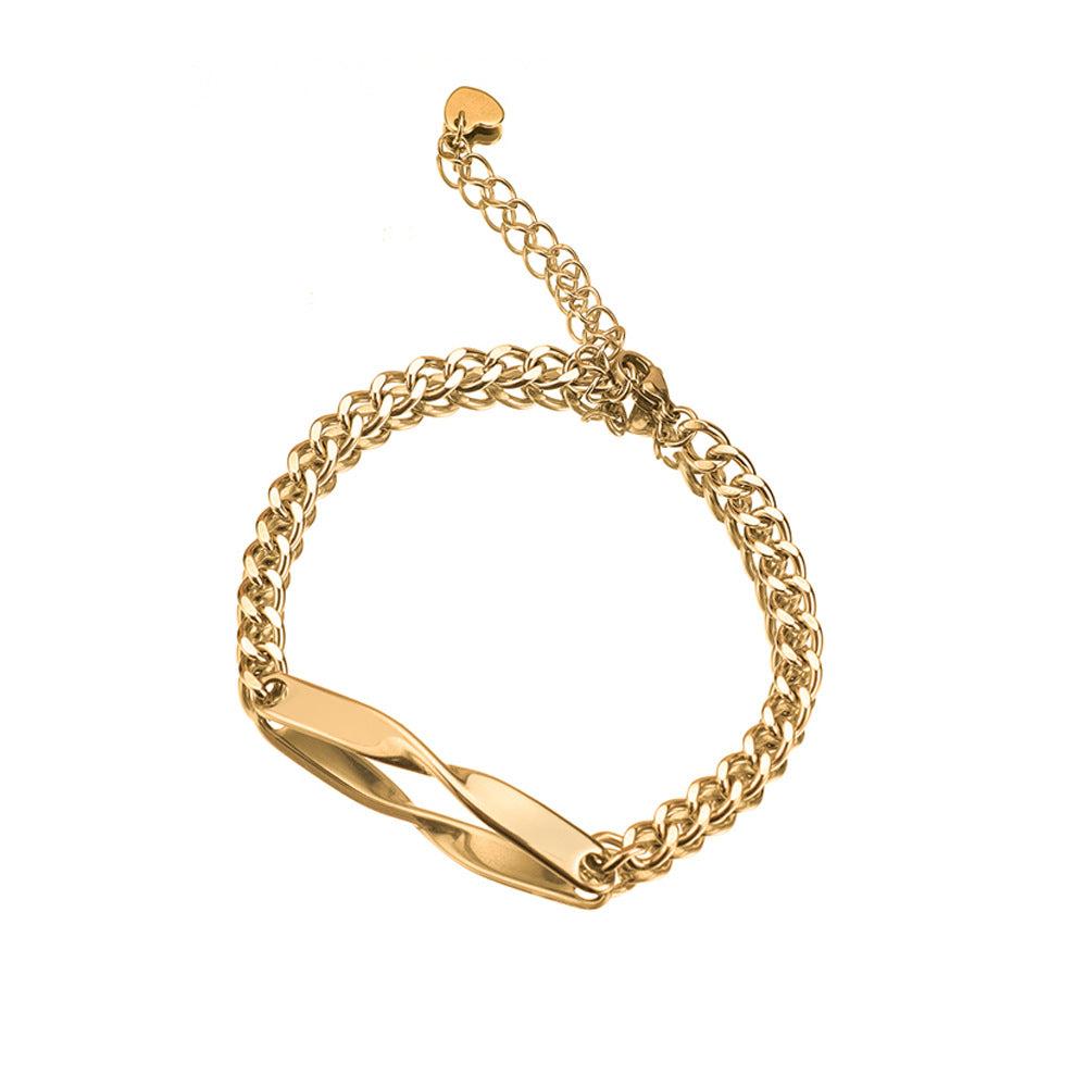 Cross border minimalist stainless steel M ö bius couple DIY engraved bracelet ins infinite symbol men and women commemorative gift