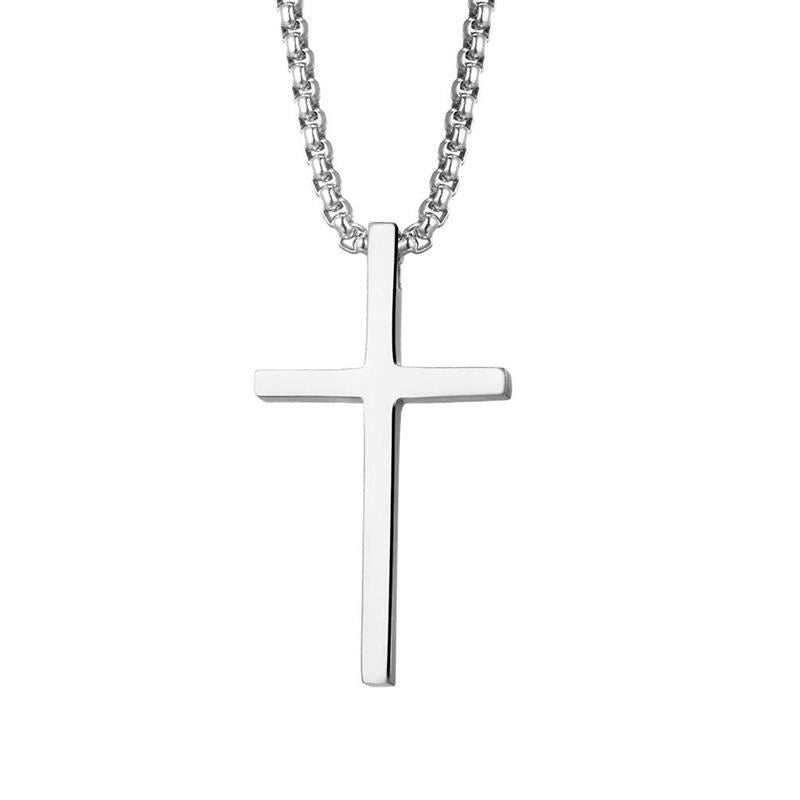 European and American jewelry, diamond necklace, cross pendant, simple retro versatile men's accessories, sweater chain