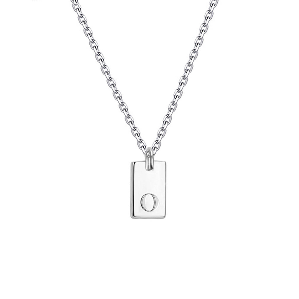 Geometric Metal Carving 26 English Letter Square Pendant Women's Necklace Copper Plated 14K Gold