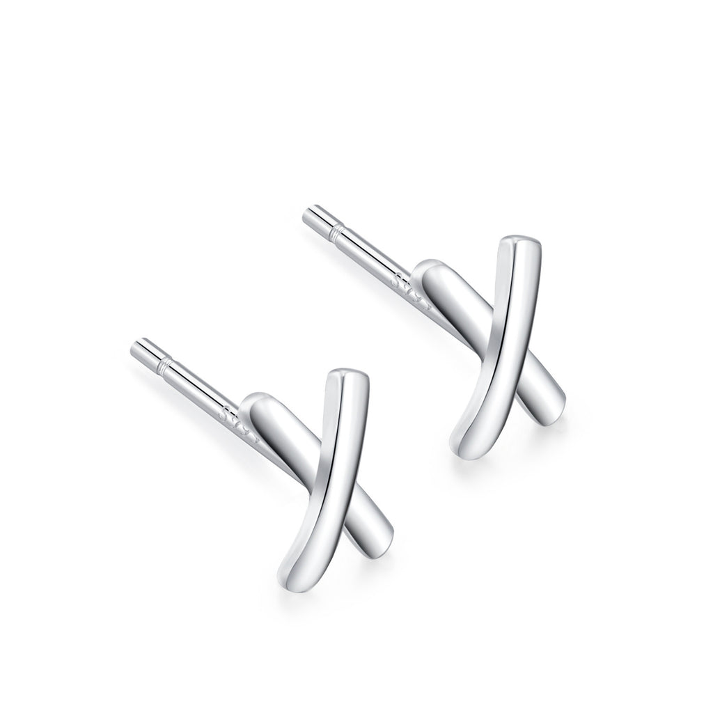 S999 pure silver foot silver simple ear hole, one week earrings, female ear bone temperament, niche, non removable earrings, ear sticks, earrings, accessories