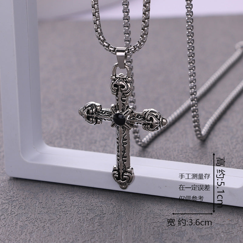 European and American jewelry, titanium steel necklaces, various cross pendants, simple retro accessories that do not fade