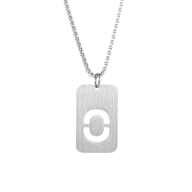 Letter hollow stainless steel necklace, original and niche design for men's fashion, street hip-hop, sweater, chain accessories
