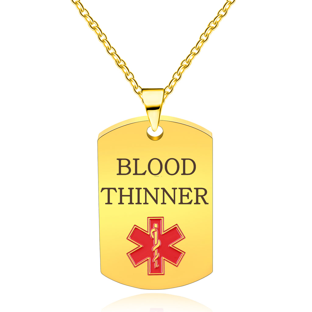 Cross border European and American stainless steel military medical logo, laser engraved disease identification card necklace
