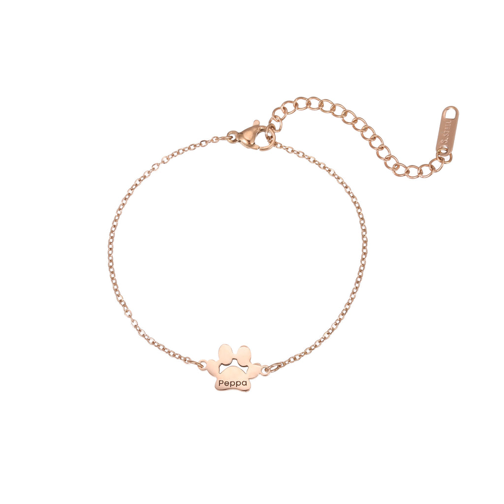 【 One Piece Customization 】 Stainless Steel Claw Engraved Bracelet, Foot Chain, Family Name Combination, Dog Claw Hand Ornament, Foot Ornament