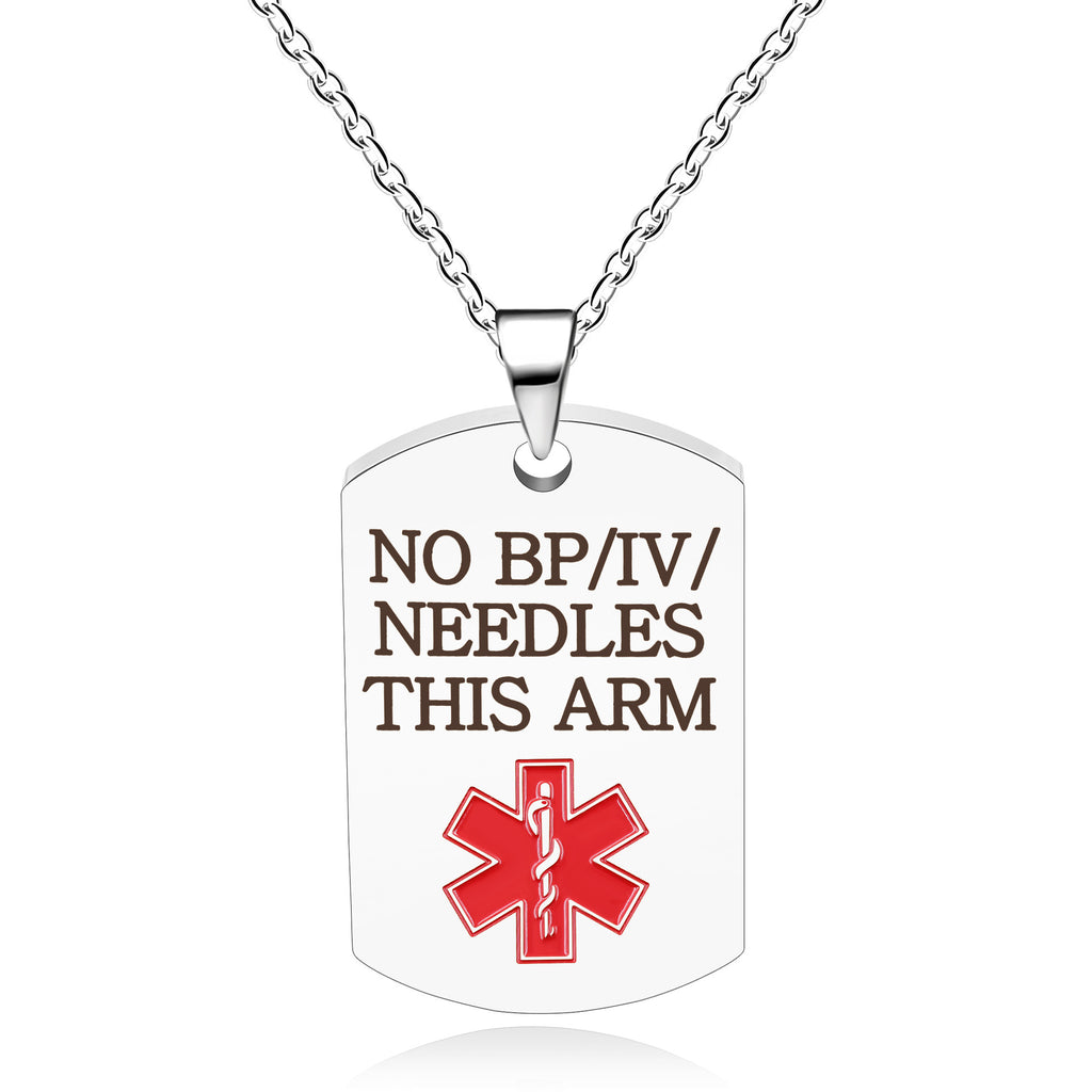 Cross border European and American stainless steel military medical logo, laser engraved disease identification card necklace