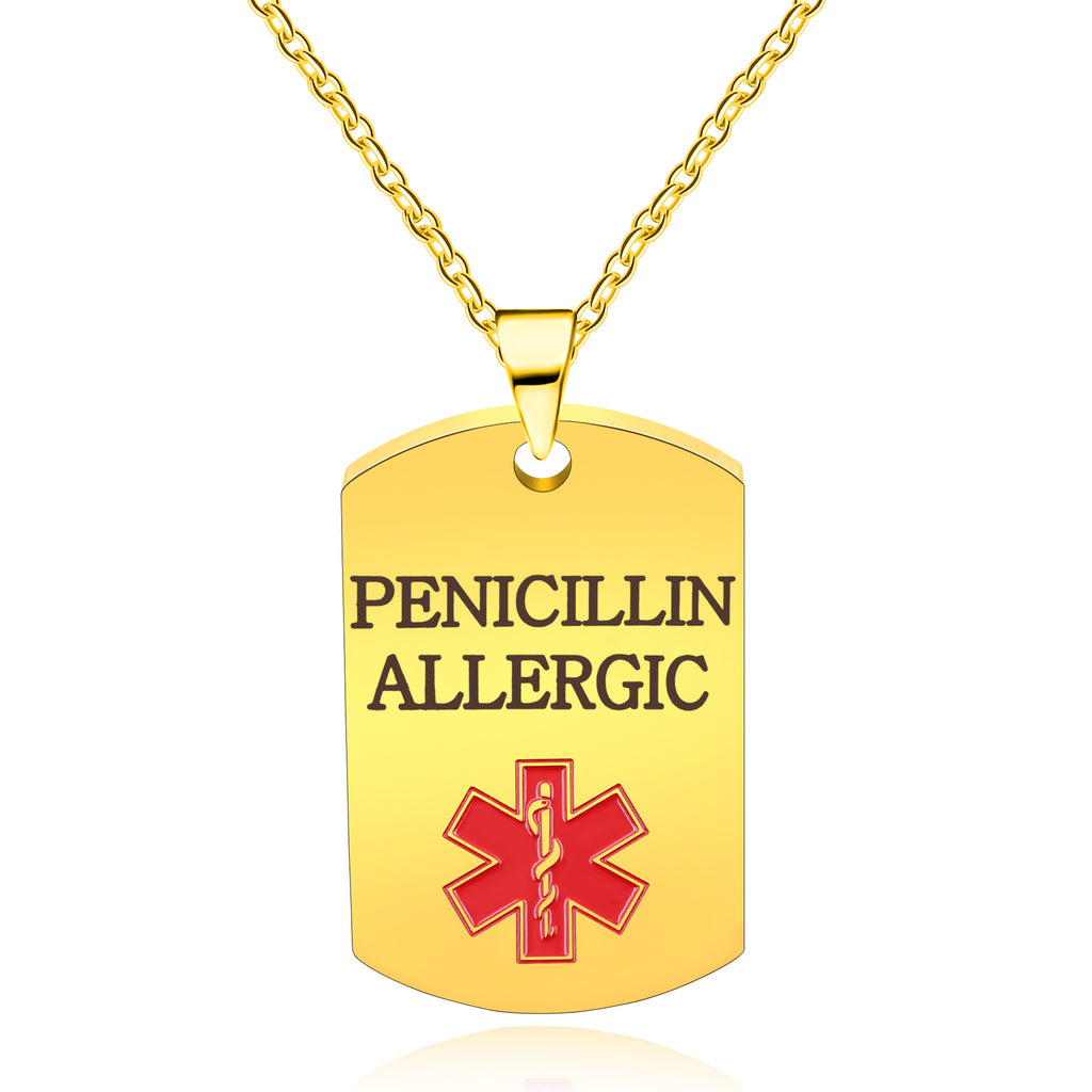 Cross border European and American stainless steel military medical logo, laser engraved disease identification card necklace