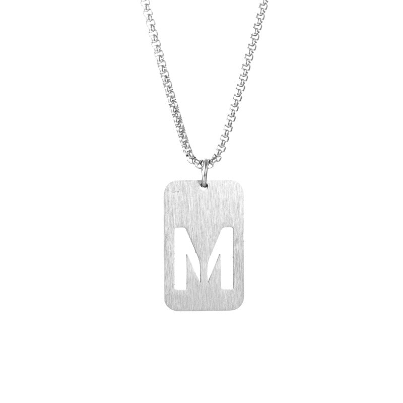 Letter hollow stainless steel necklace, original and niche design for men's fashion, street hip-hop, sweater, chain accessories