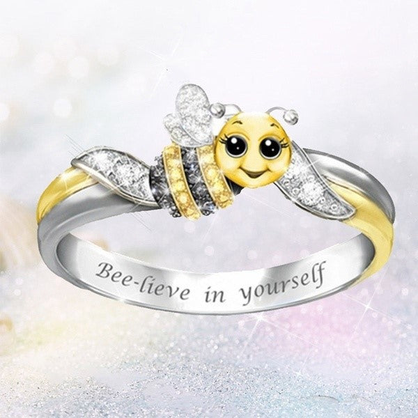 Wish Cross border New Hot selling Ring, European and American Popular Bee Engraved Ring, Creative Animal Shaped Women's Jewelry