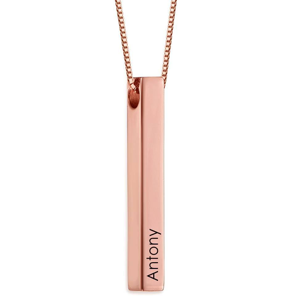 Personalized customized three-dimensional long strip engraved necklace made of titanium steel and popular European and American carved DIY pendant