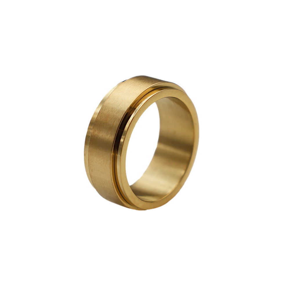 Plain engraved titanium steel brushed rotating ring with no fading, niche design, neutral style couple's ring, trendy ring