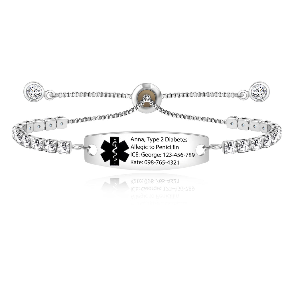 Cross border hot selling titanium steel bracelet, stainless steel curved plate, medical logo, engraved lettering, detachable double-layer bracelet