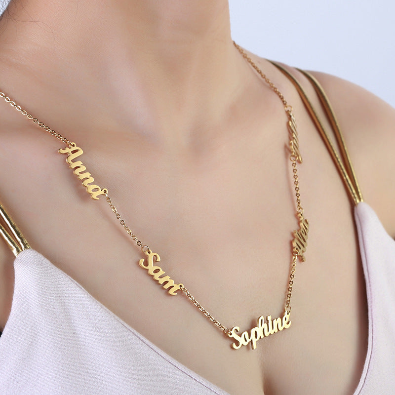 Personalized Name Necklace Stainless Steel English Letter Pendant Women's Jewelry with Multiple Names