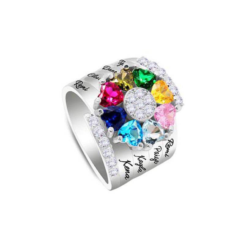 New Mother's Day Gift DIY Engraved Ring Handpiece New Creative Fashion Micro inlaid Zircon Ring for Women