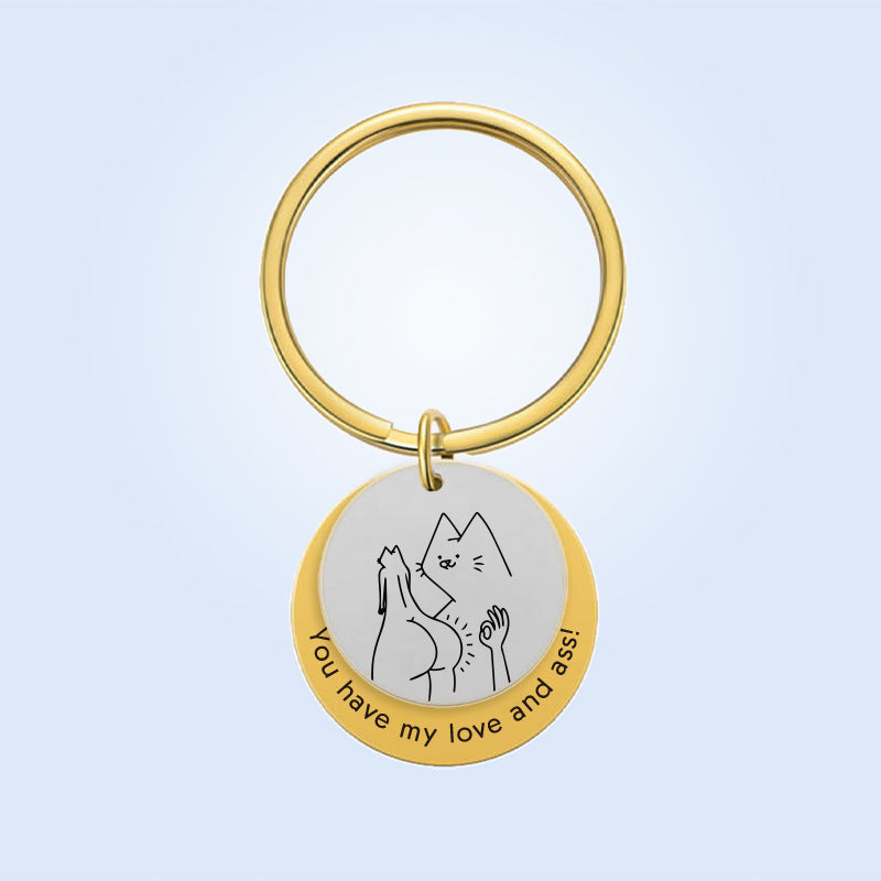 European and American cross-border DIY pet cat and dog avatar laser engraving double disc keychain