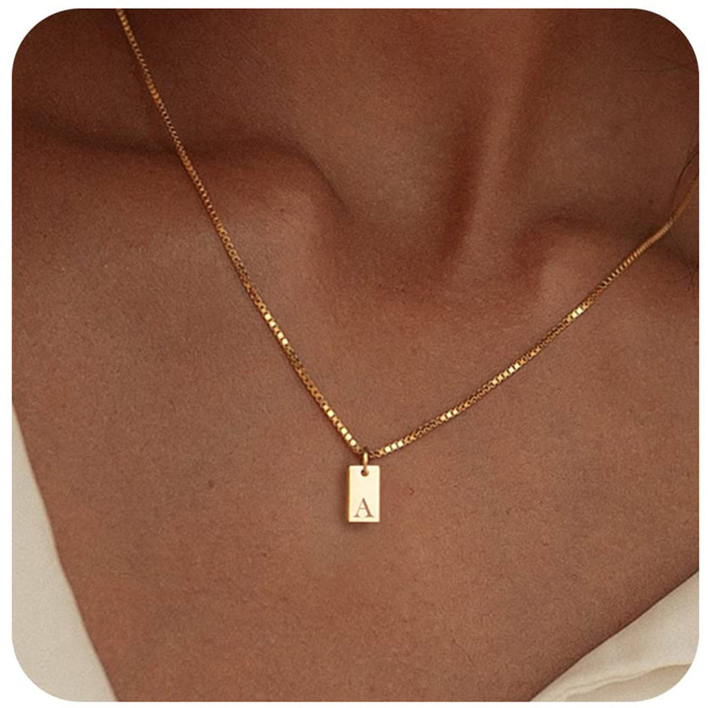 26 English letter necklace, European and American creative box chain, English letter square pendant, collarbone chain