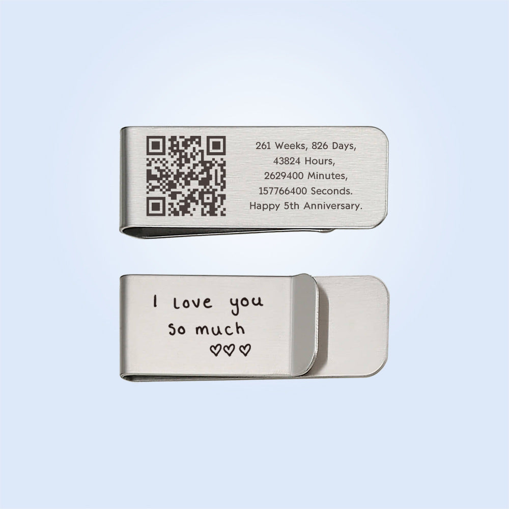 Hot selling fingerprint handwritten Spotify music code personalized laser engraving wallet in Europe and America