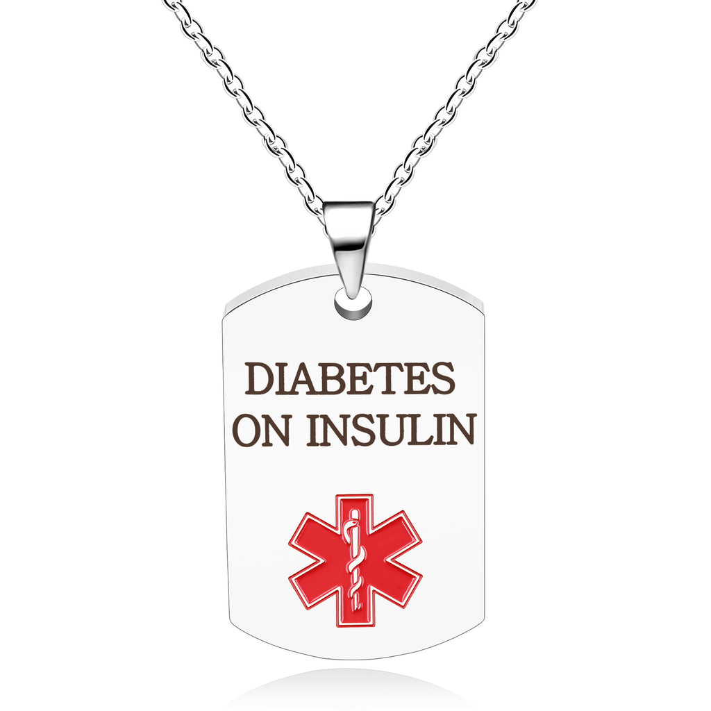 Cross border European and American stainless steel military medical logo, laser engraved disease identification card necklace